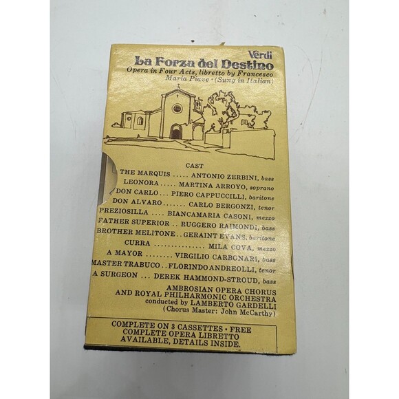 Verdi La Forza del Destino Complete Opera 3x Cassettes Arroyo Bergonzi Angel - Picture 3 of 9